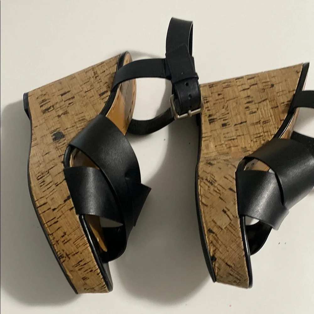 Women's Black Strappy Ankle‑Buckle Sandals